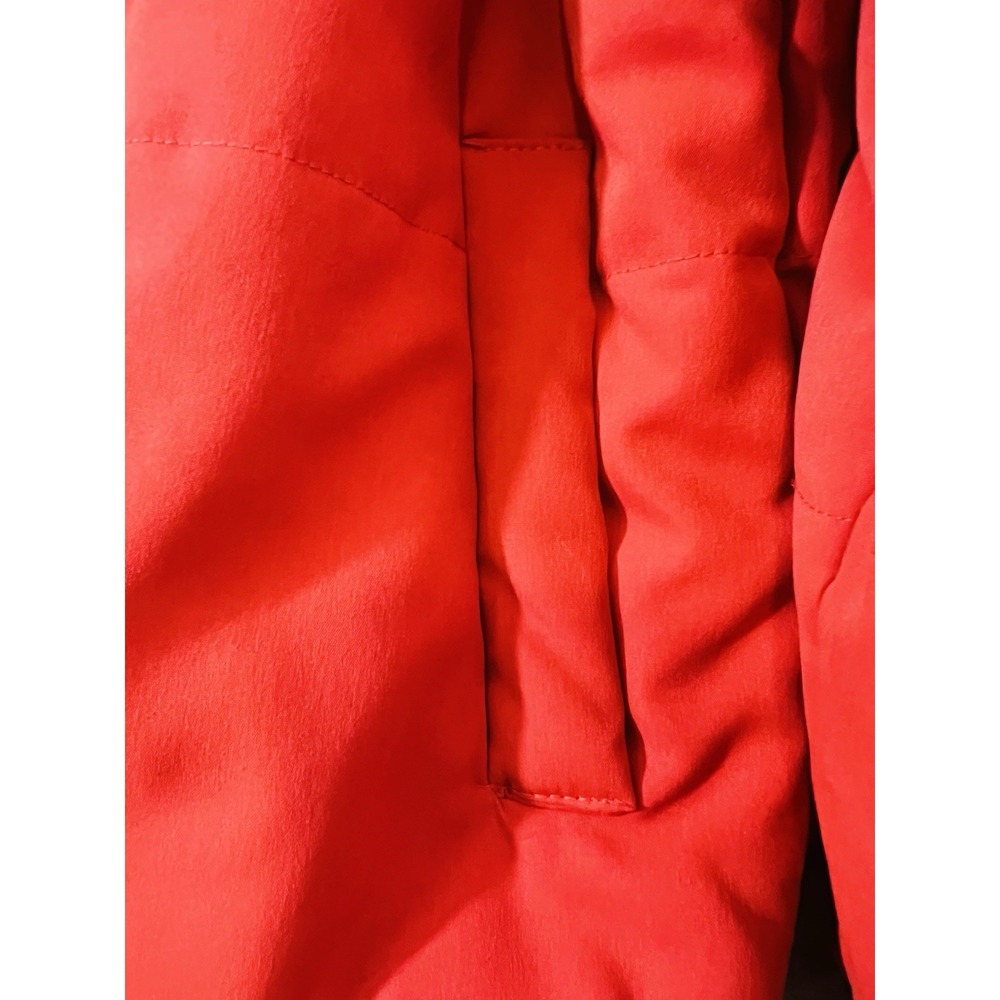 Orange Puffer Jacket Womens Zip Up Quilted Winter Coat Ribbed Cuffs Medium - Picture 5 of 13